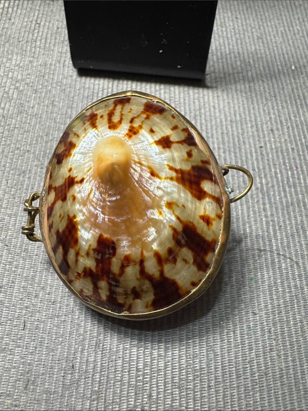 Source Unknown Brown and Cream Shell Pendant/Trinket Box - Picture 2 of 5